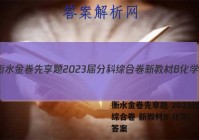 衡水金卷先享题 2023届分科综合卷 新教材B 化学(一)1答案