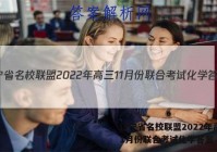 辽宁省名校联盟2022年高三11月份联合考试化学答案