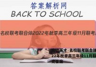 炎德英才·名校联考联合体 2022年秋季高三年级11月联考历史答案
