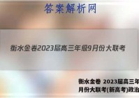 衡水金卷 2023届高三年级9月份大联考(新高考)政治答案