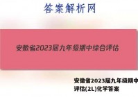 安徽省2023届九年级期中综合评估(2L)化学答案