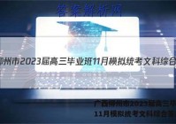广西柳州市2023届高三毕业班11月模拟统考文科综合答案