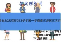 甘肃省2022-2023学年第一学期高三级第三次月考(3157C)历史答案