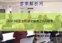 2023届金太阳湖北省高三9月联考(23-20C)政治试题答案