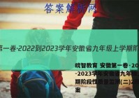 皖智教育 安徽第一卷·2022-2023学年安徽省九年级上学期阶段性质量监测(二)2政治答案