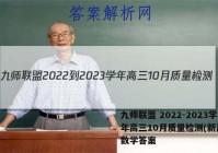 九师联盟 2022-2023学年高三10月质量检测(新高考)数学答案
