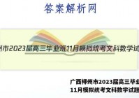广西柳州市2023届高三毕业班11月模拟统考文科数学试题答案