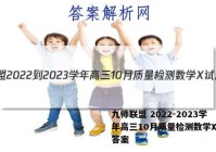 九师联盟 2022-2023学年高三10月质量检测数学X试题答案