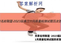 天壹名校联盟·2023届高三11月质量检测试题历史答案