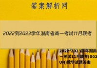 2022-2023学年湖南省高一考试11月联考(002A·HUN)数学试题答案