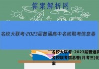 名校大联考·2023届普通高中名校联考信息卷(月考三)化学答案
