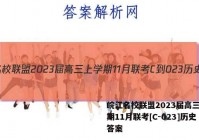皖江名校联盟2023届高三上学期11月联考[C-023]历史答案