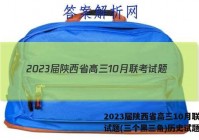 2023届陕西省高三10月联考试题(三个黑三角)历史试题答案