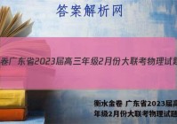 衡水金卷 广东省2023届高三年级2月份大联考物理试题答案