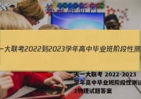 天一大联考 2022-2023学年高中毕业班阶段性测试(二)2物理试题答案