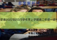 衡水金卷 2022-2023学年度上学期高二年级一调考试(新教材老高考·月考卷)试题答案