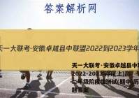 天一大联考·安徽卓越县中联盟 2022-2023学年(上)高二年级阶段性测试(期中)历史试题答案