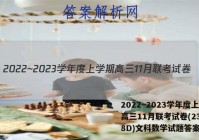 2022~2023学年度上学期高三11月联考试卷(233198D)文科数学试题答案