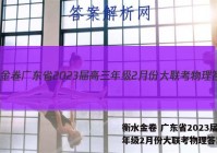 衡水金卷 广东省2023届高三年级2月份大联考物理答案