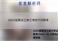 2023届黑龙江高三考试11月联考(904C·HLJ)政治试题答案