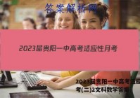 2023届贵阳一中高考适应性月考(二)2文科数学答案