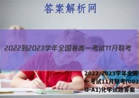 2022-2023学年全国卷高一考试11月联考(002A·QG-A1)化学试题答案