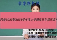 衡中同卷 2022-2023学年度上学期高三年级三调考试(新教材版S)思想政治试题答案