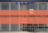 天一大联考 2022-2023学年高三年级上学期期中考试文科数学试题答案