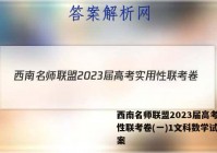 西南名师联盟2023届高考实用性联考卷(一)1文科数学试题答案