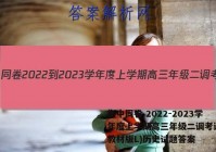 衡中同卷 2022-2023学年度上学期高三年级二调考试(新教材版L)历史试题答案