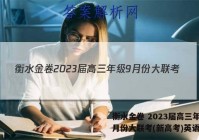衡水金卷 2023届高三年级9月份大联考(新高考)英语答案