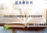 2022-2203陕西省高一年级选科调考(二)(002A SX)化学答案